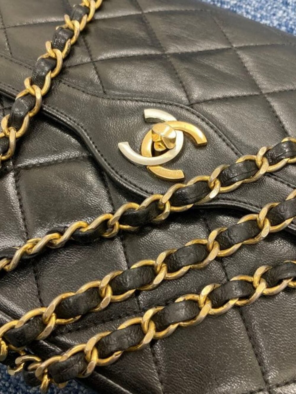 CHANEL CC Paris Limited Double Flap Bag Lambskin Matelasse Chain Black - Picture 15 of 16